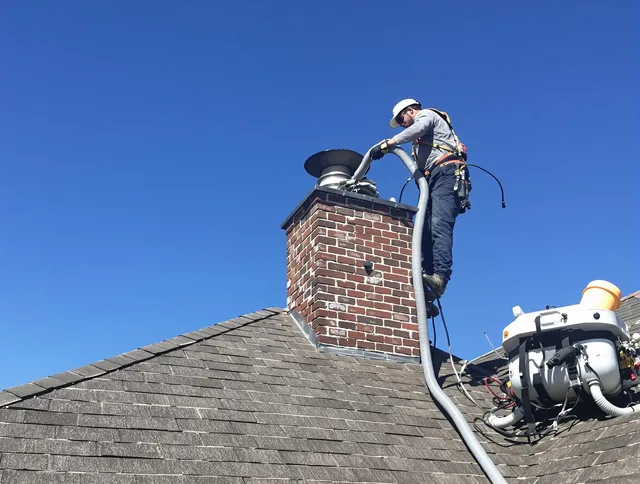 Dedicated Beaumont Chimney Sweep team member cleaning a chimney in Beaumont, CA