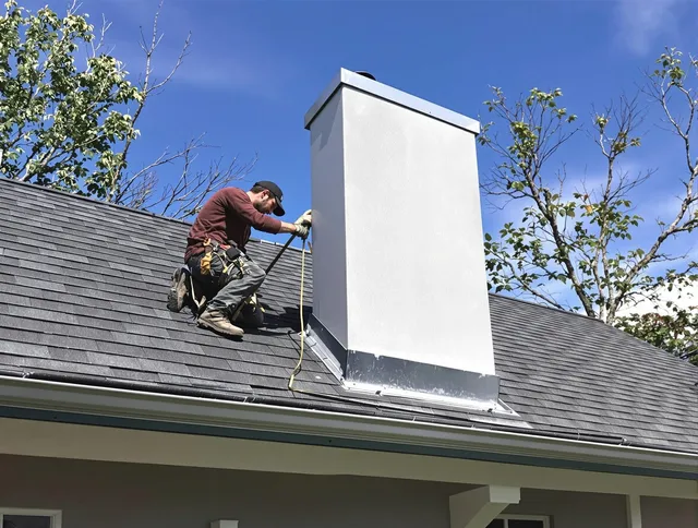 Beaumont Chimney Sweep team member finishing chimney construction in Beaumont, CA