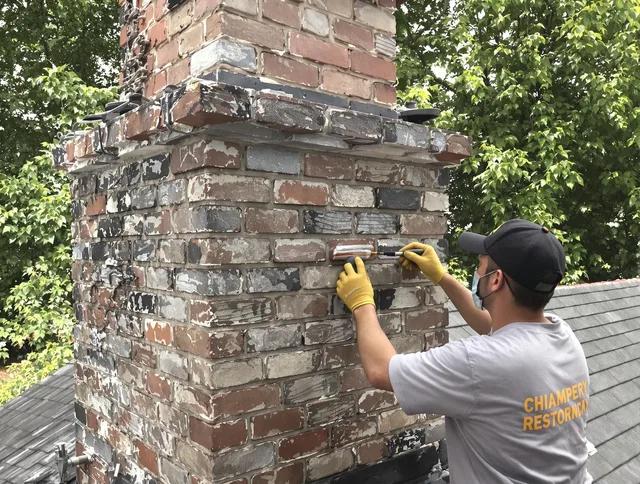 In-progress chimney restoration by Beaumont Chimney Sweep in Beaumont, CA