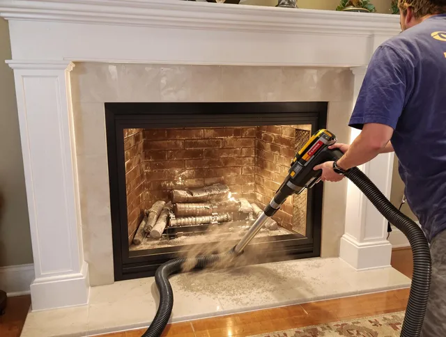Fireplace cleaning performed by Beaumont Chimney Sweep in Beaumont, CA